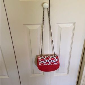 Small red floral purse
